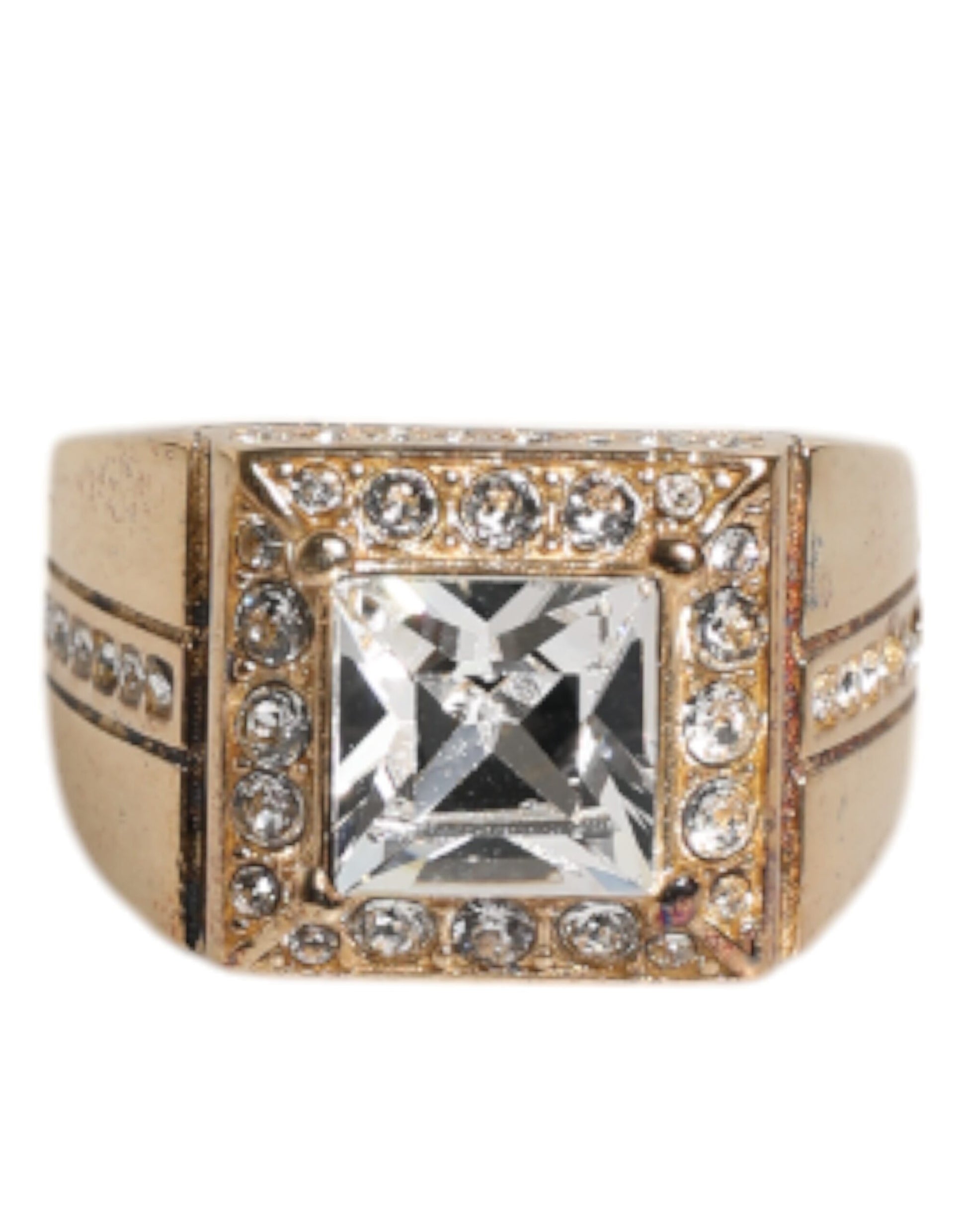 Gold Tone Sterling Silver 925 Crystals Ring