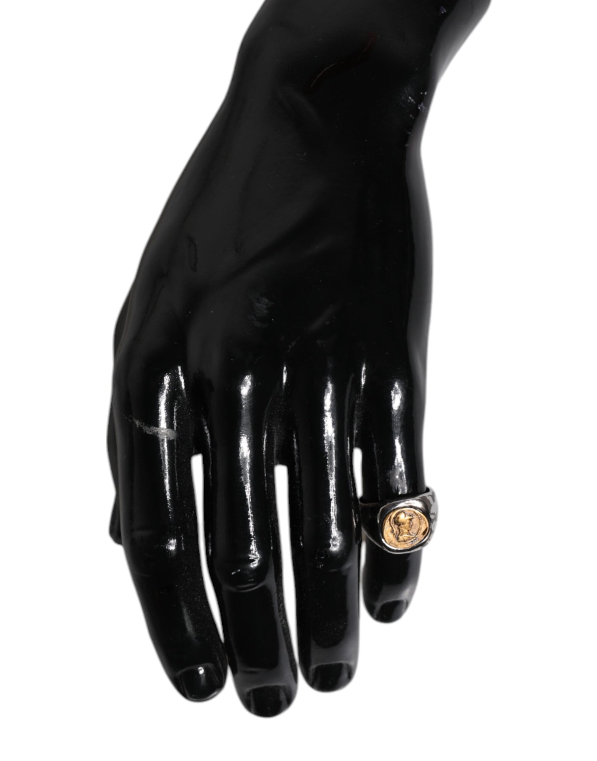 Silver Tone Engraved Two Color Real Brass Ring