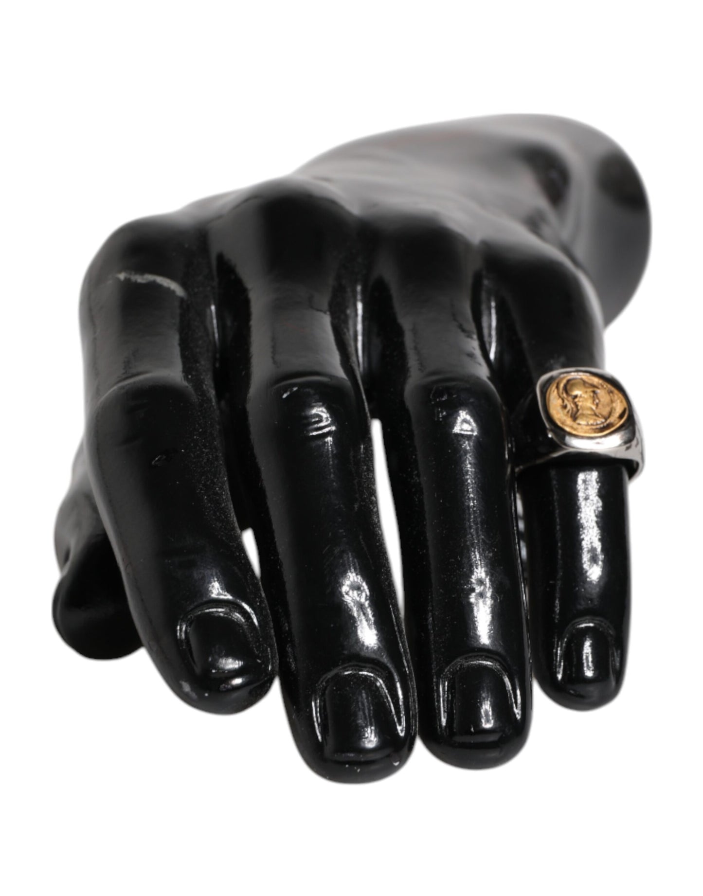 Silver Tone Engraved Two Color Real Brass Ring