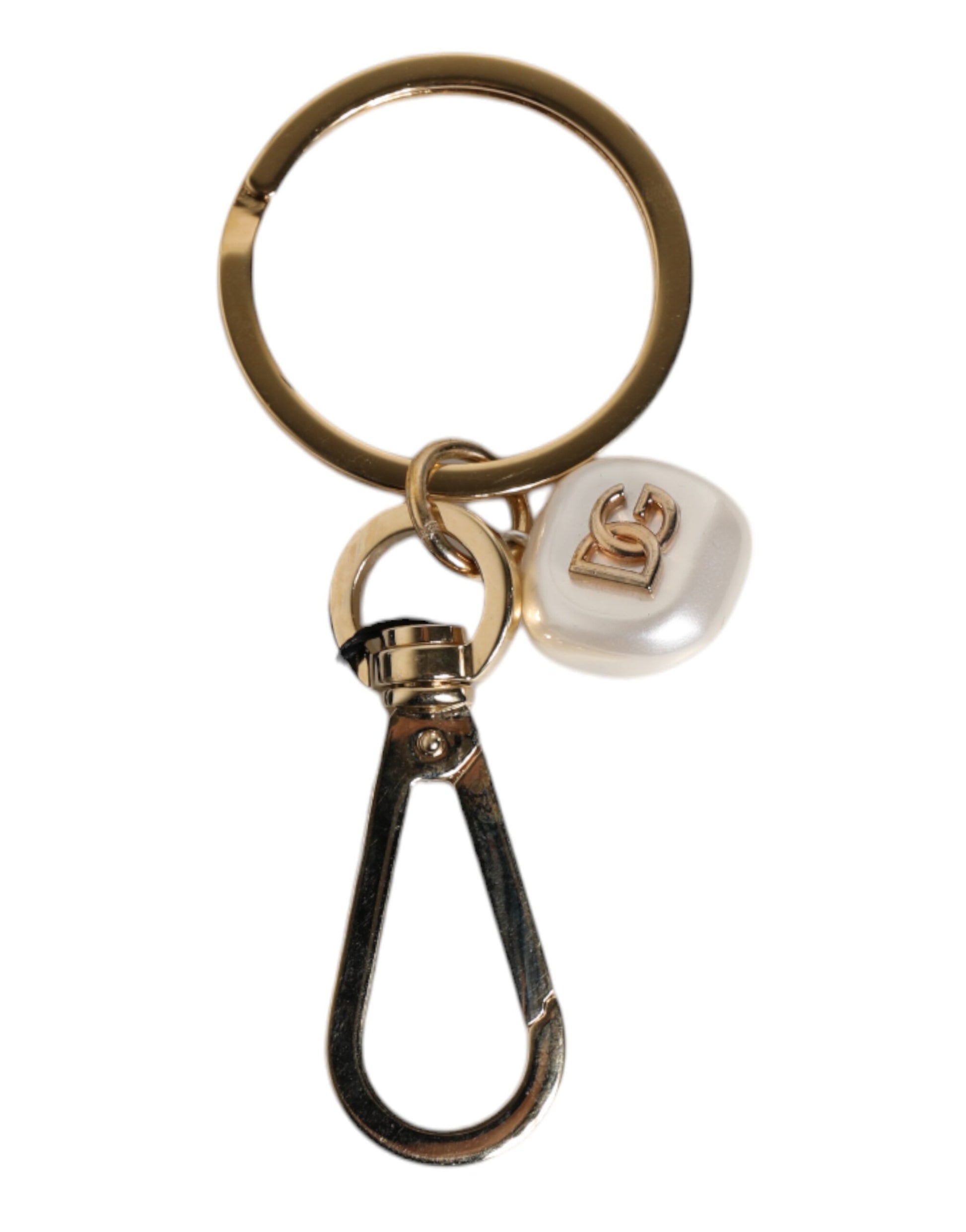 Chic Gold Brass Faux Pearl Letter Charm Keyring Keychain