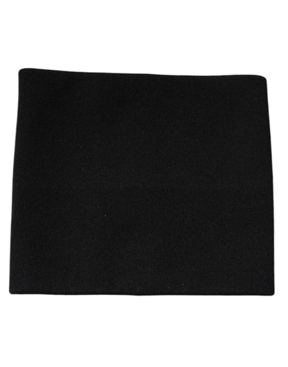 Black Cashmere Knitted Square Handkerchief Scarf