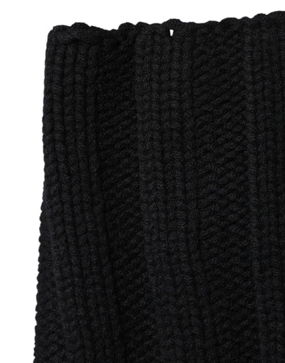 Black Cashmere Knitted Neck Warmer Foulard Scarf
