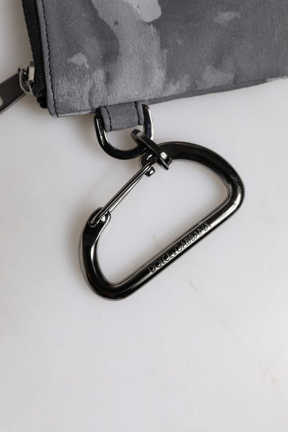 Black Gray Camouflage Logo Plaque Keyring Pouch Bag