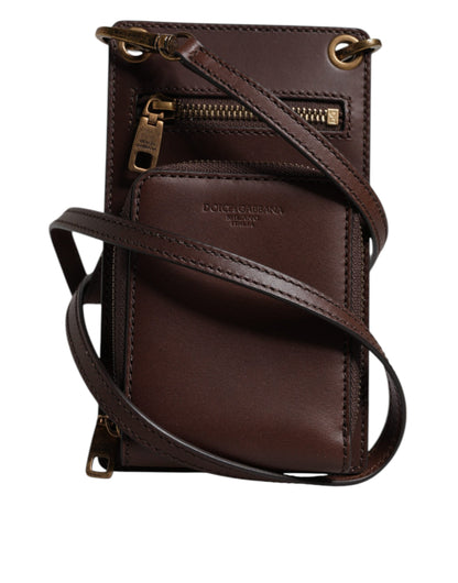 Brown Leather Neck Strap Cross Body Sling Bag