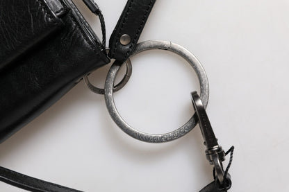 Black Leather Logo Purse Shoulder Crossbody Bag