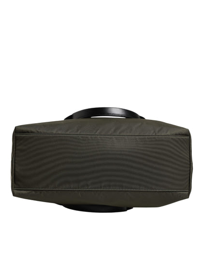 Military Green Nylon Shoulder Strap Tote Bag