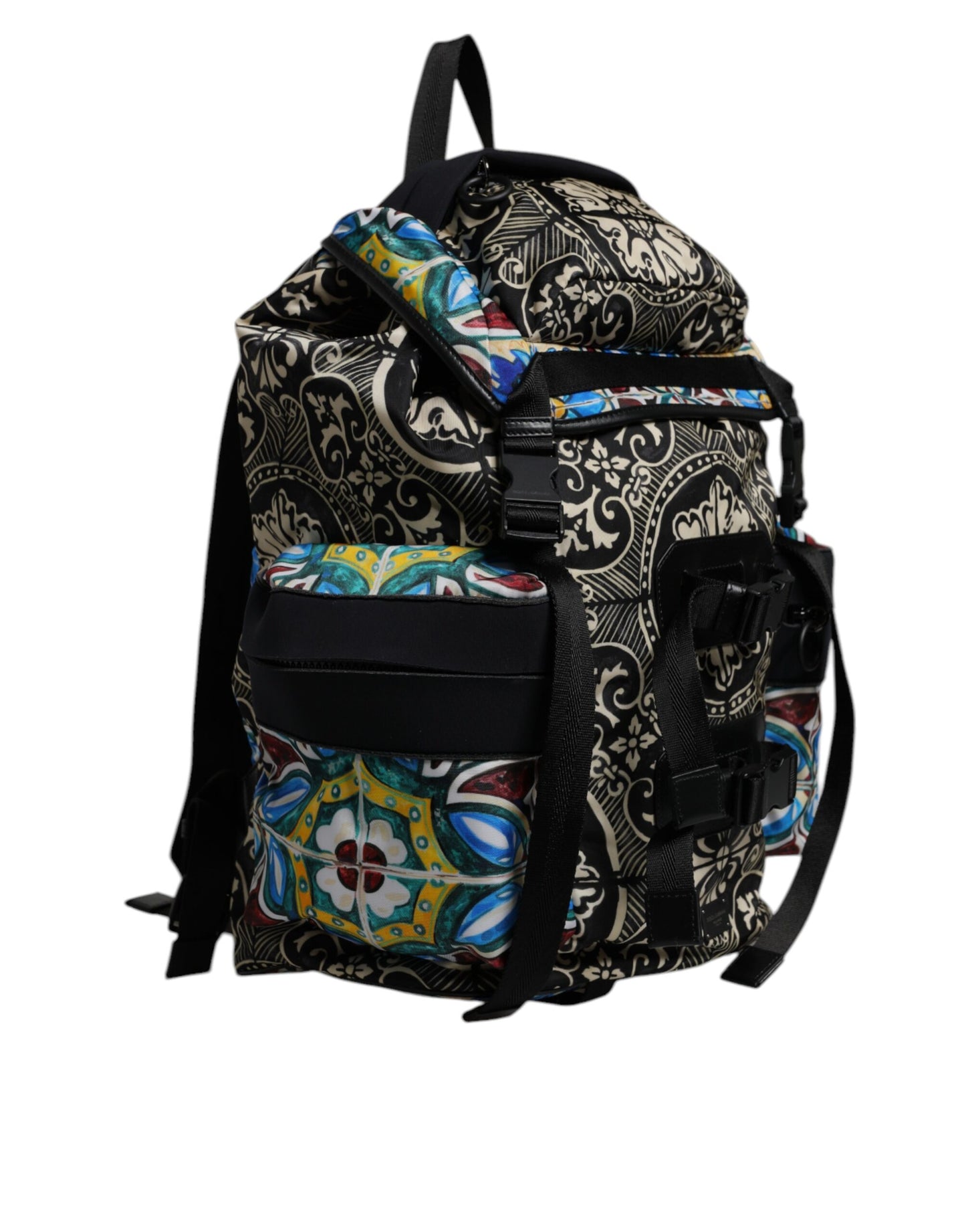 Multicolor Maiolica Print Nylon Backpack Bag