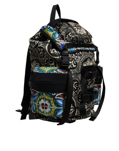 Multicolor Maiolica Print Nylon Backpack Bag