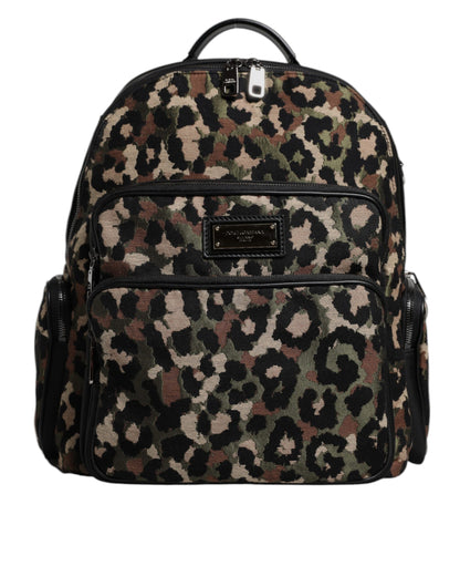Multicolor Leopard Print DG Logo Plaque Men Backpack Bag