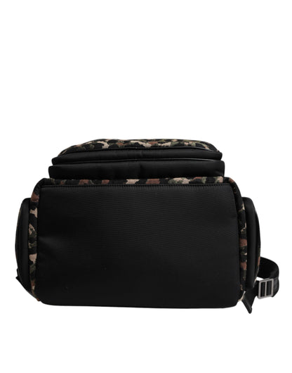 Multicolor Leopard Print DG Logo Plaque Men Backpack Bag