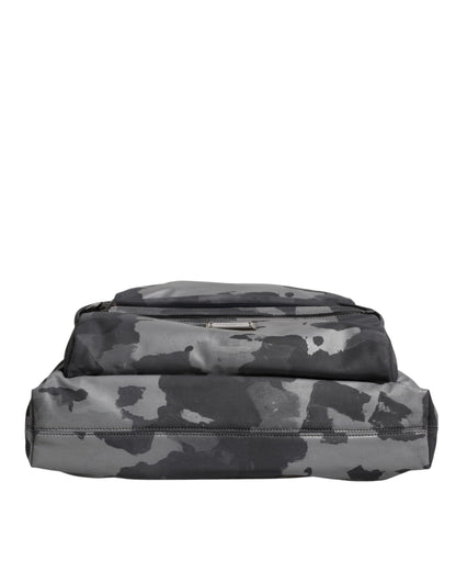 Gray Camo Cotton Multiple Compartments Tote Bag