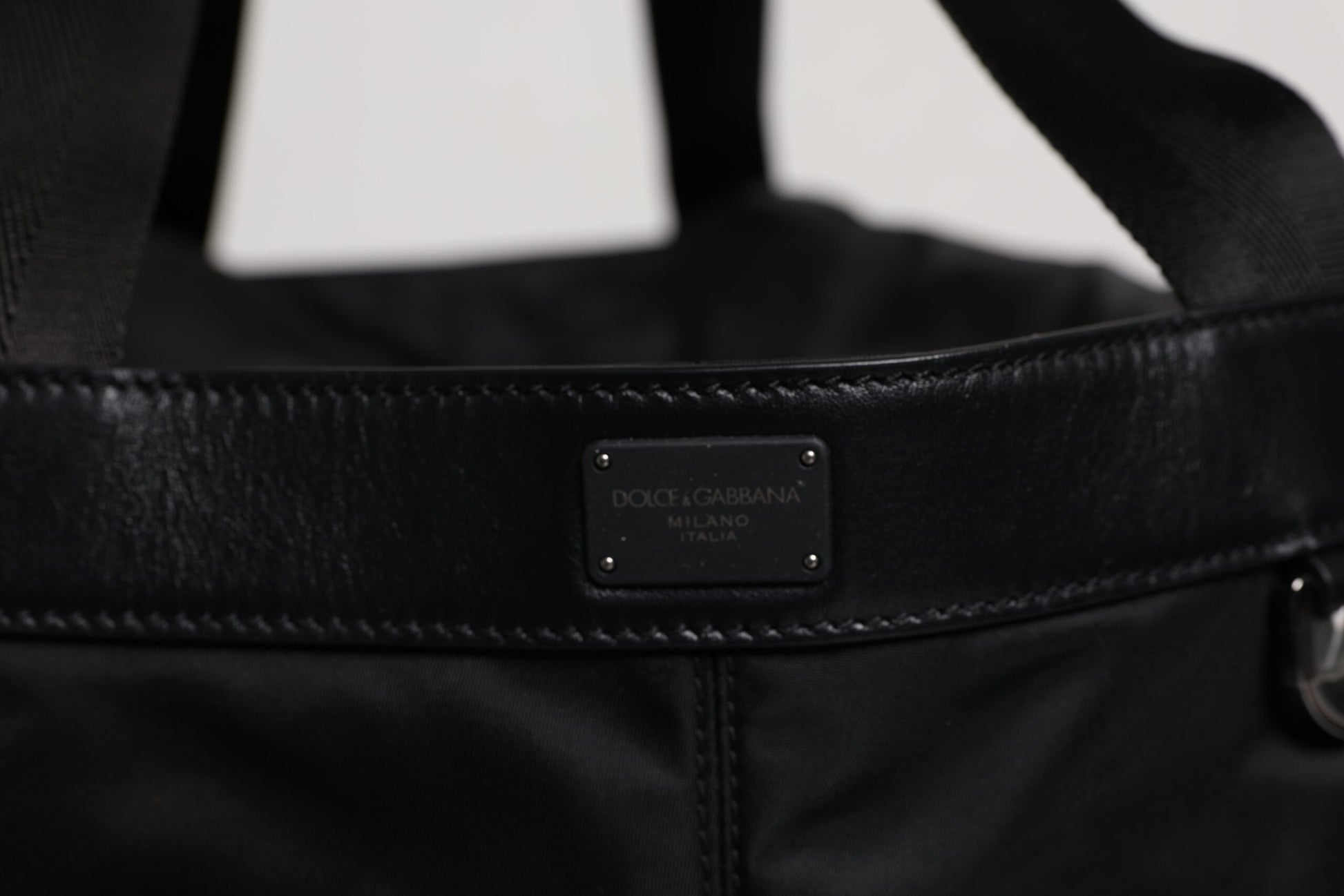 Black Nylon White Iconic Logo Shoulder Bucket Bag