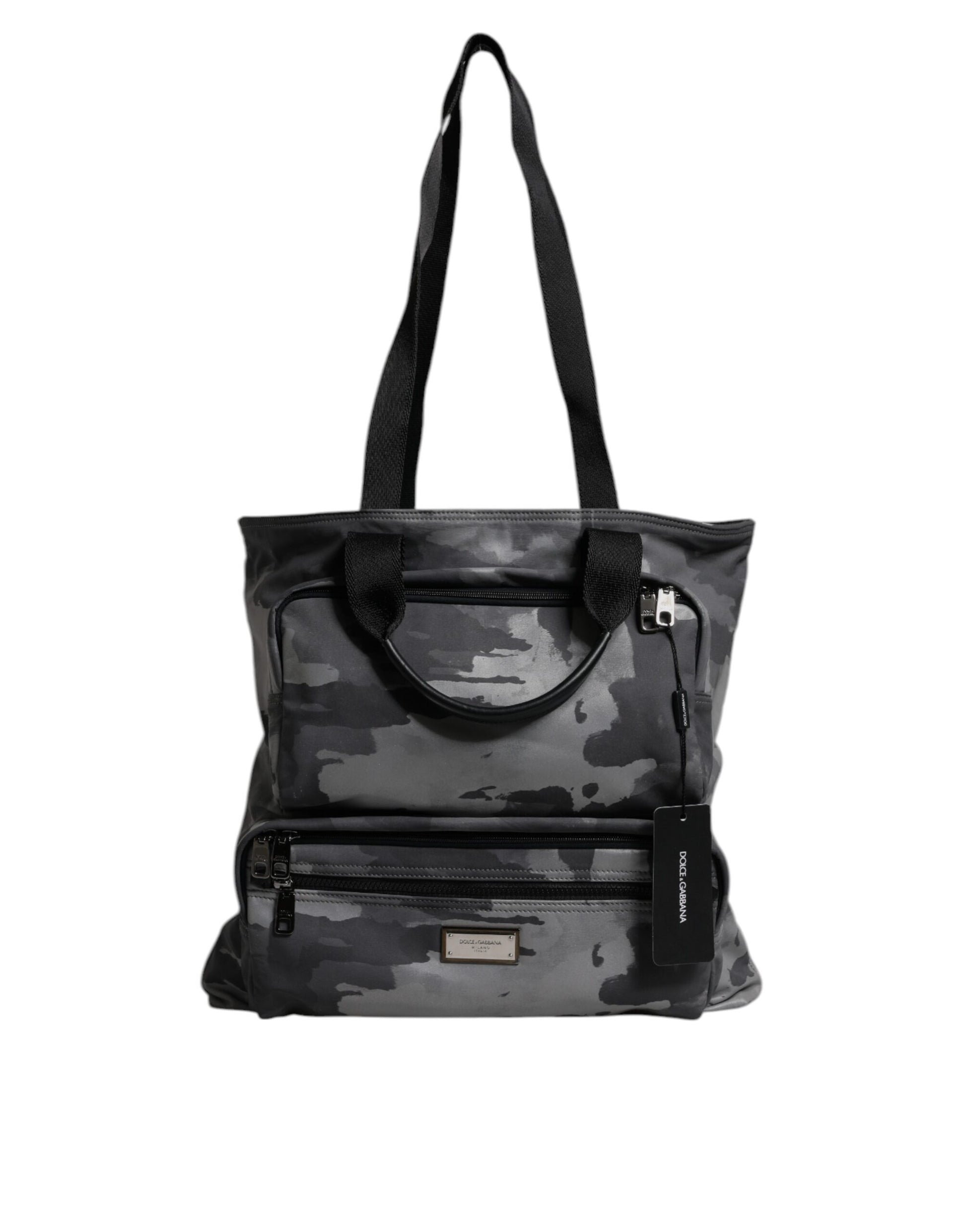 Black Camouflage Shoulder Strap Logo Plaque Bag