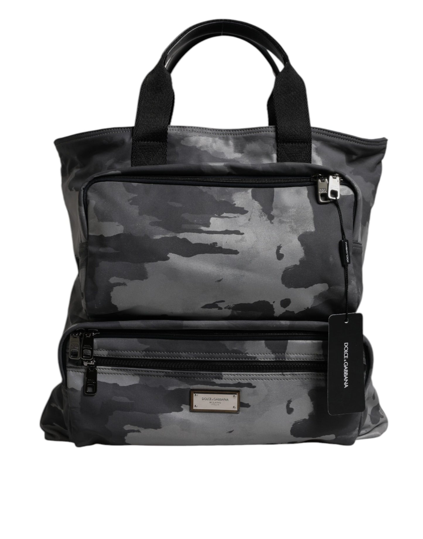 Black Camouflage Shoulder Strap Logo Plaque Bag