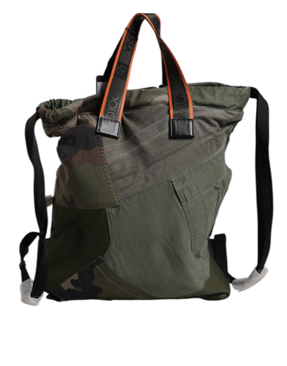 Military Green Patchwork Rucksack Backpack Bag
