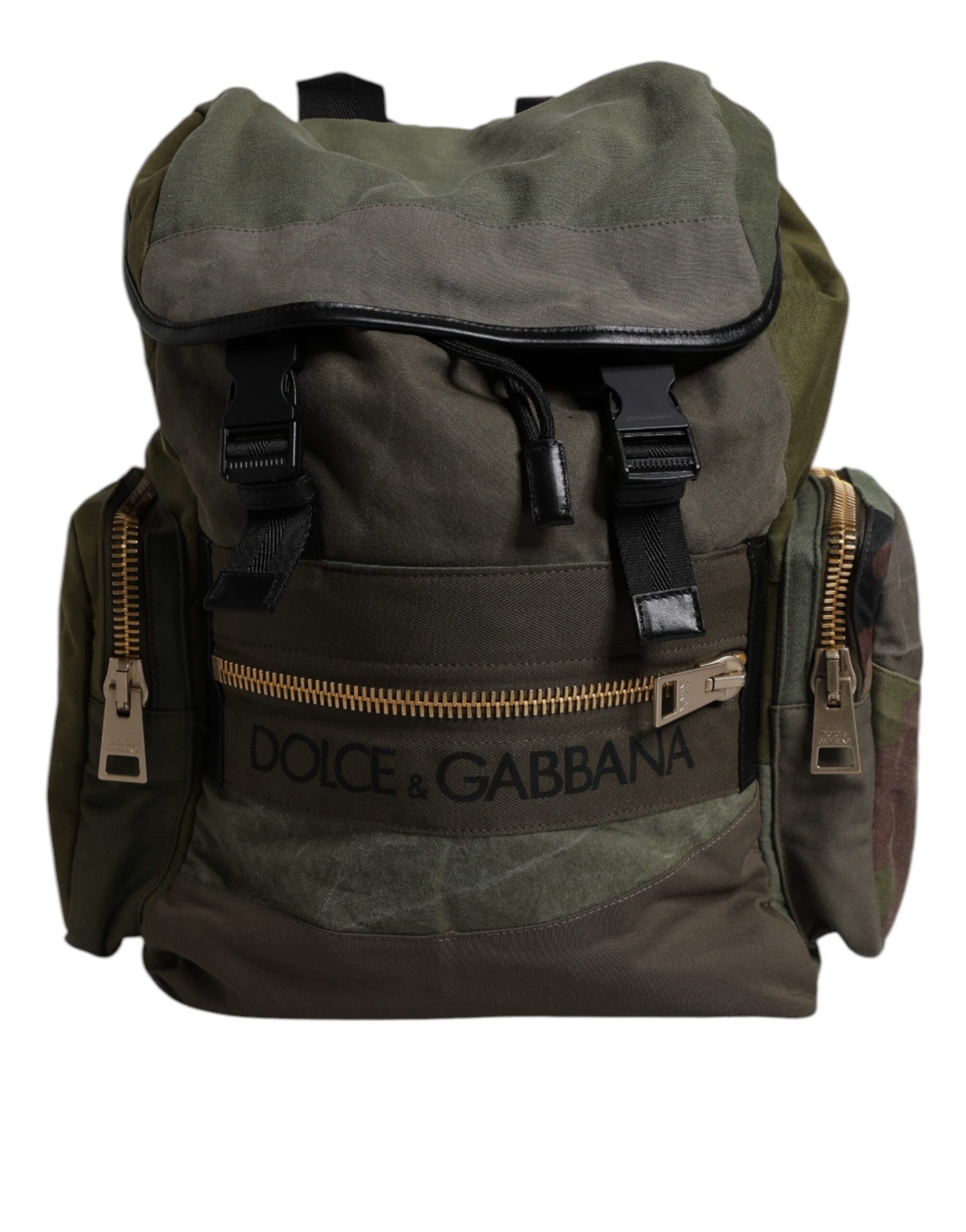Military Green Patchwork School Backpack Bag