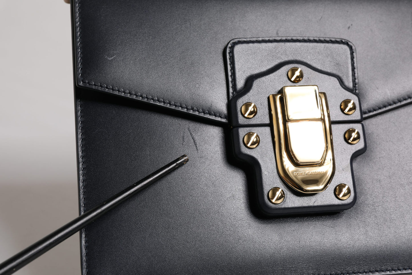 Black Calfskin Leather Shoulder Strap Bag