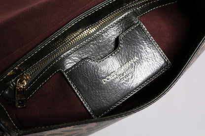 Black Brown Leopard Leather Shoulder Strap Bag