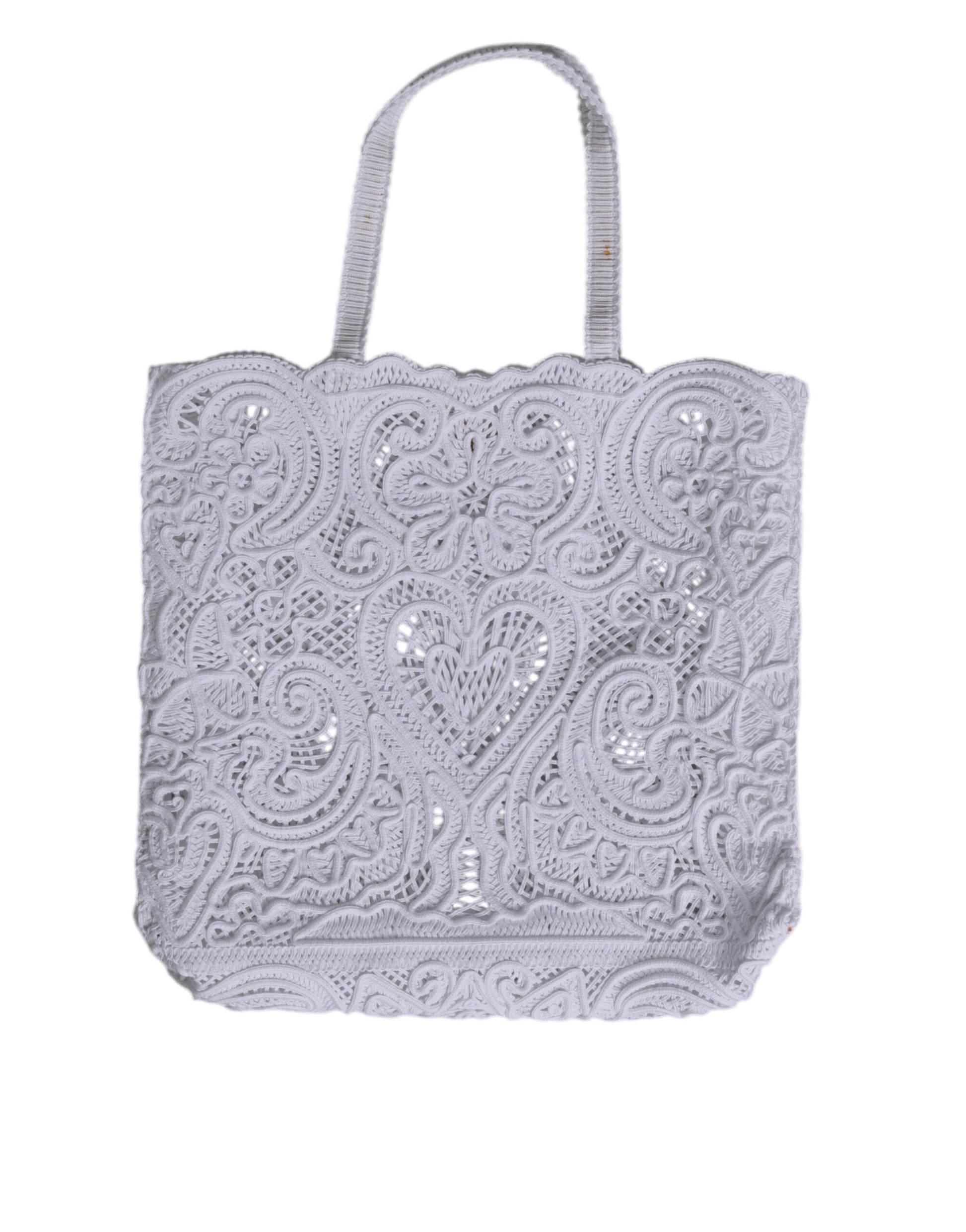 White Cordonetto Lace Beatrice Tote Shopping Bag