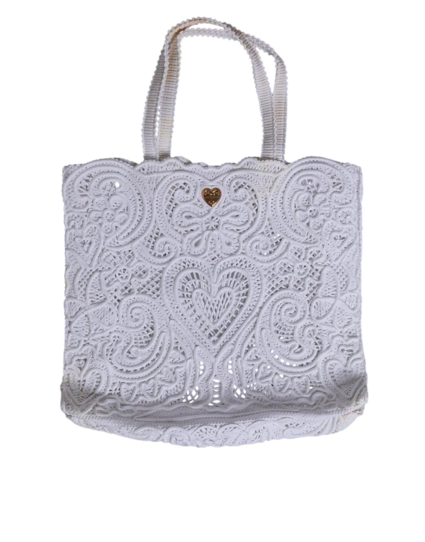 White Cordonetto Lace Beatrice Tote Shopping Bag