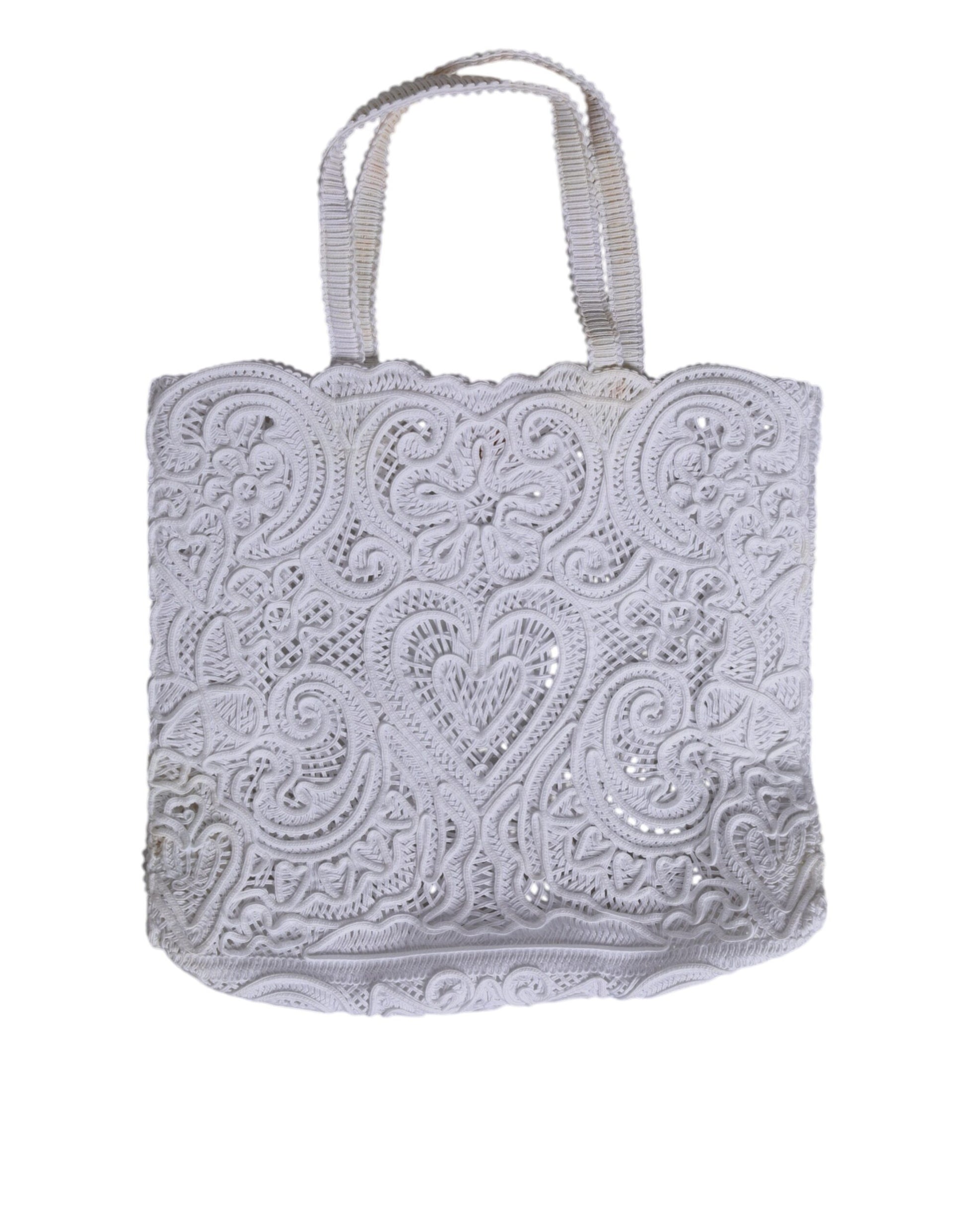 White Cordonetto Lace Beatrice Tote Shopping Bag