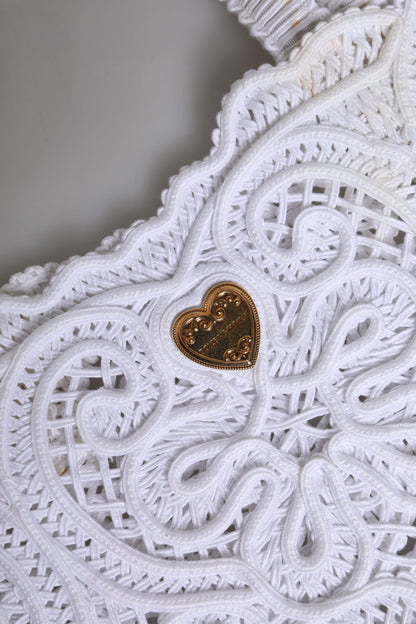 White Cordonetto Lace Beatrice Tote Shopping Bag