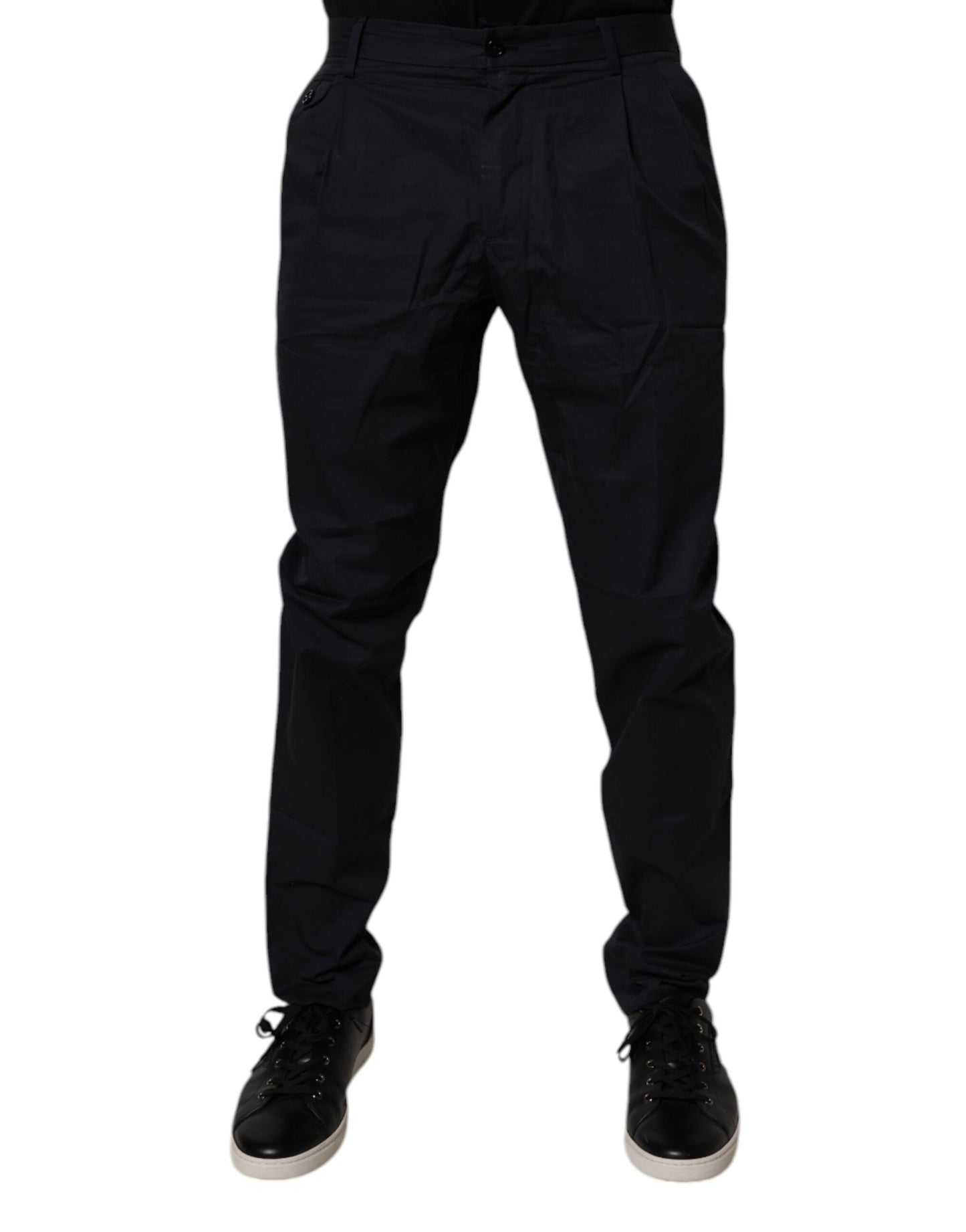 Dark Blue Cotton Tapered Formal Pants