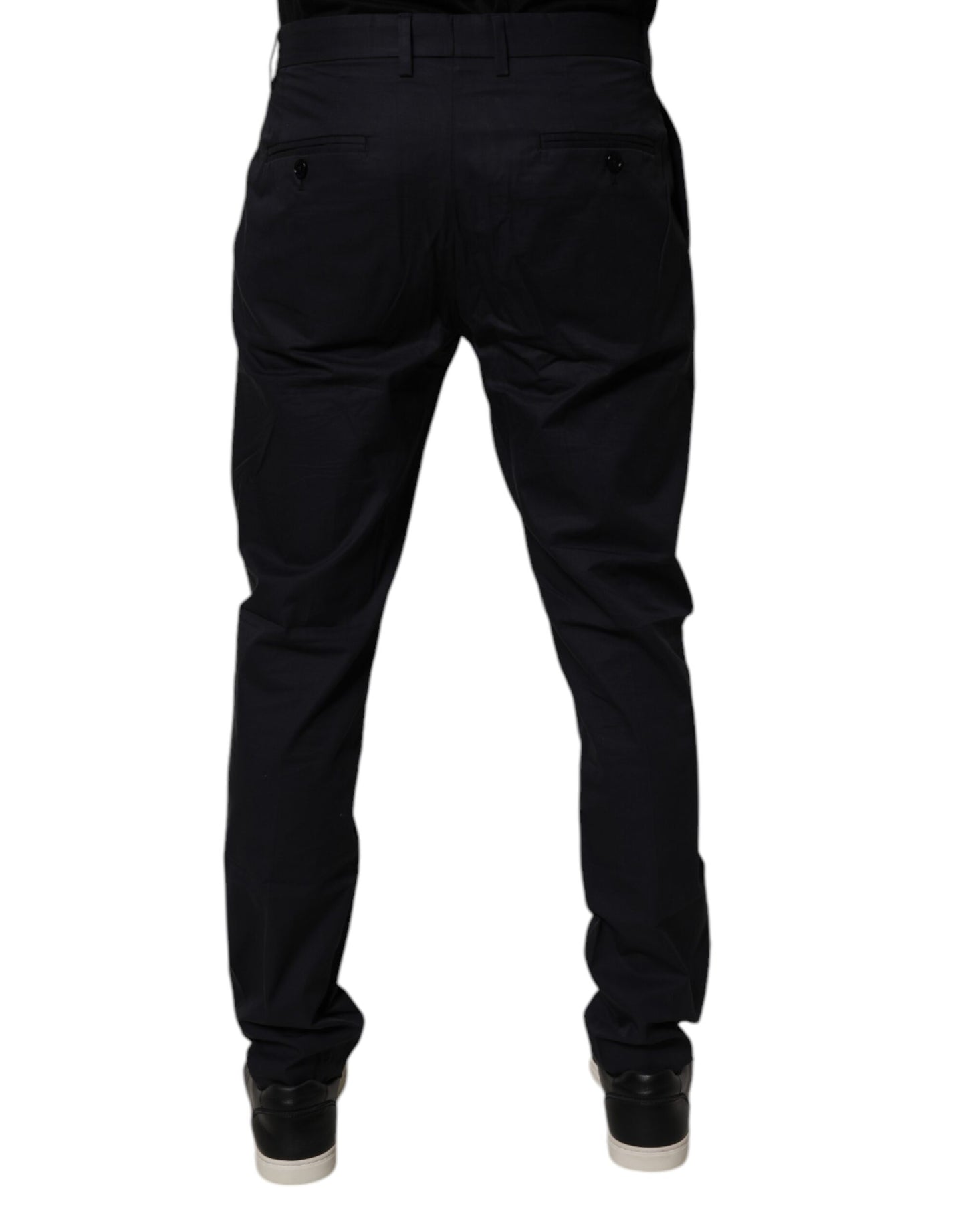 Dark Blue Cotton Tapered Formal Pants