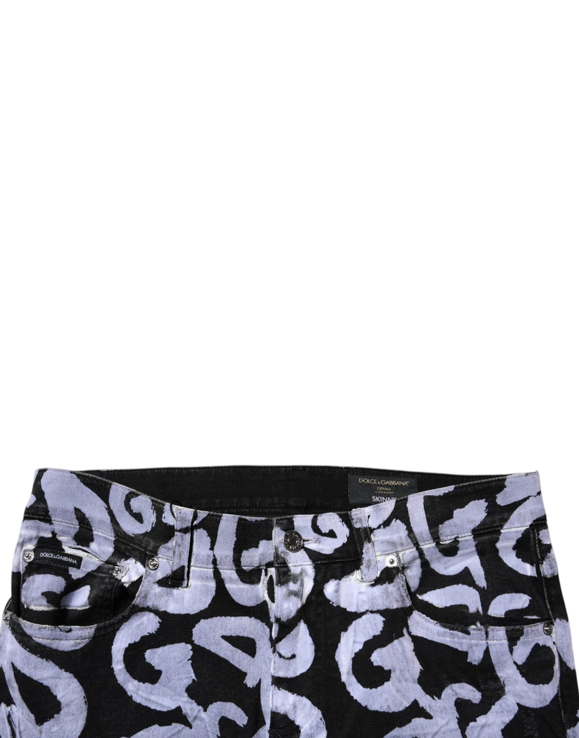 Black Logo Monogram Cotton Skinny Denim Jeans