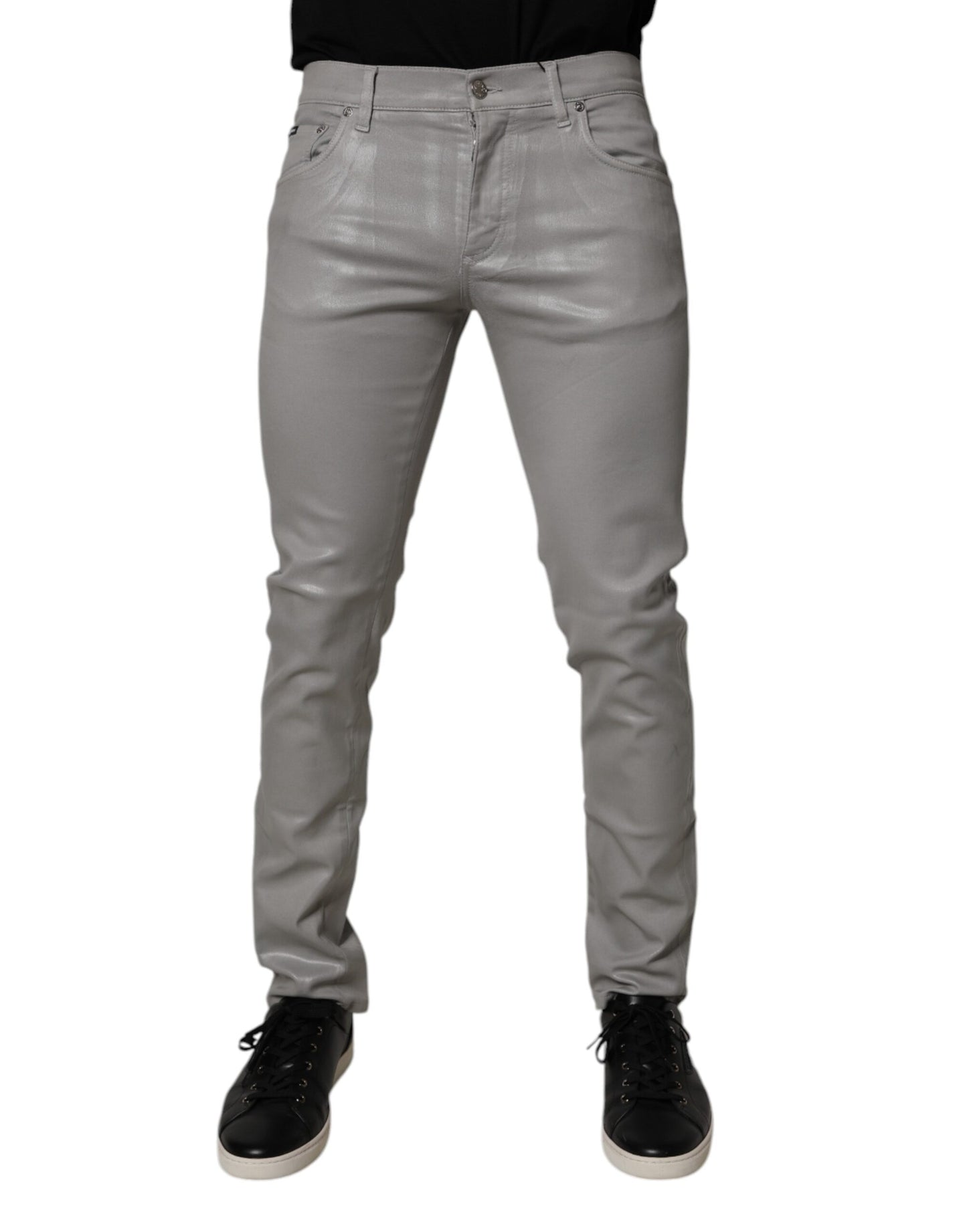 Gray Cotton Stretch Men Slim Fit Denim Jeans