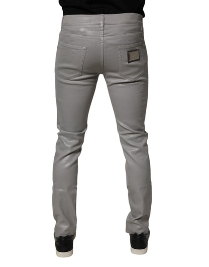 Gray Cotton Stretch Men Slim Fit Denim Jeans