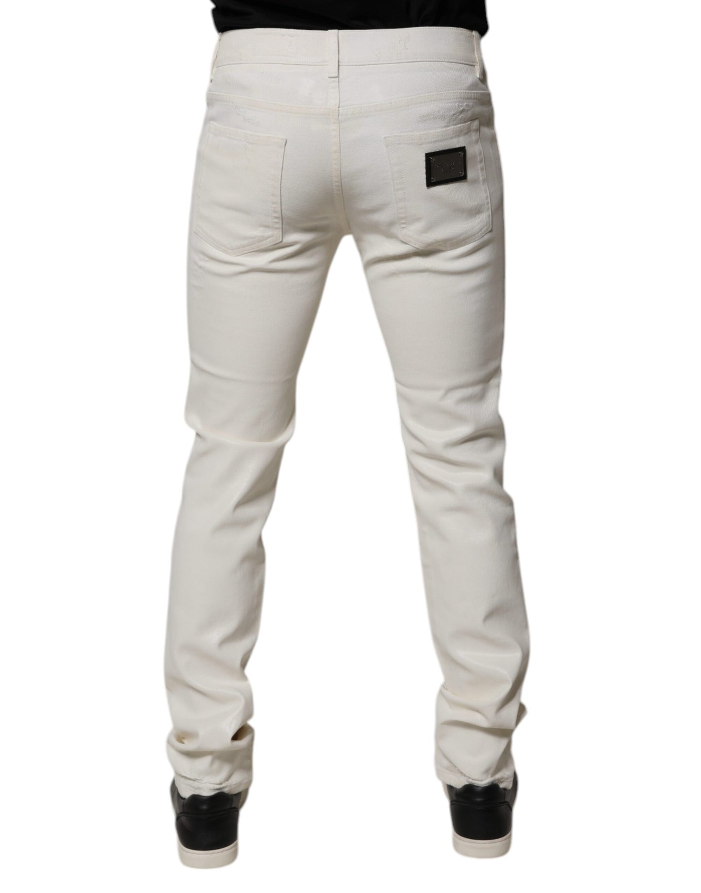 Off White Cotton Stretch Skinny Denim Jeans