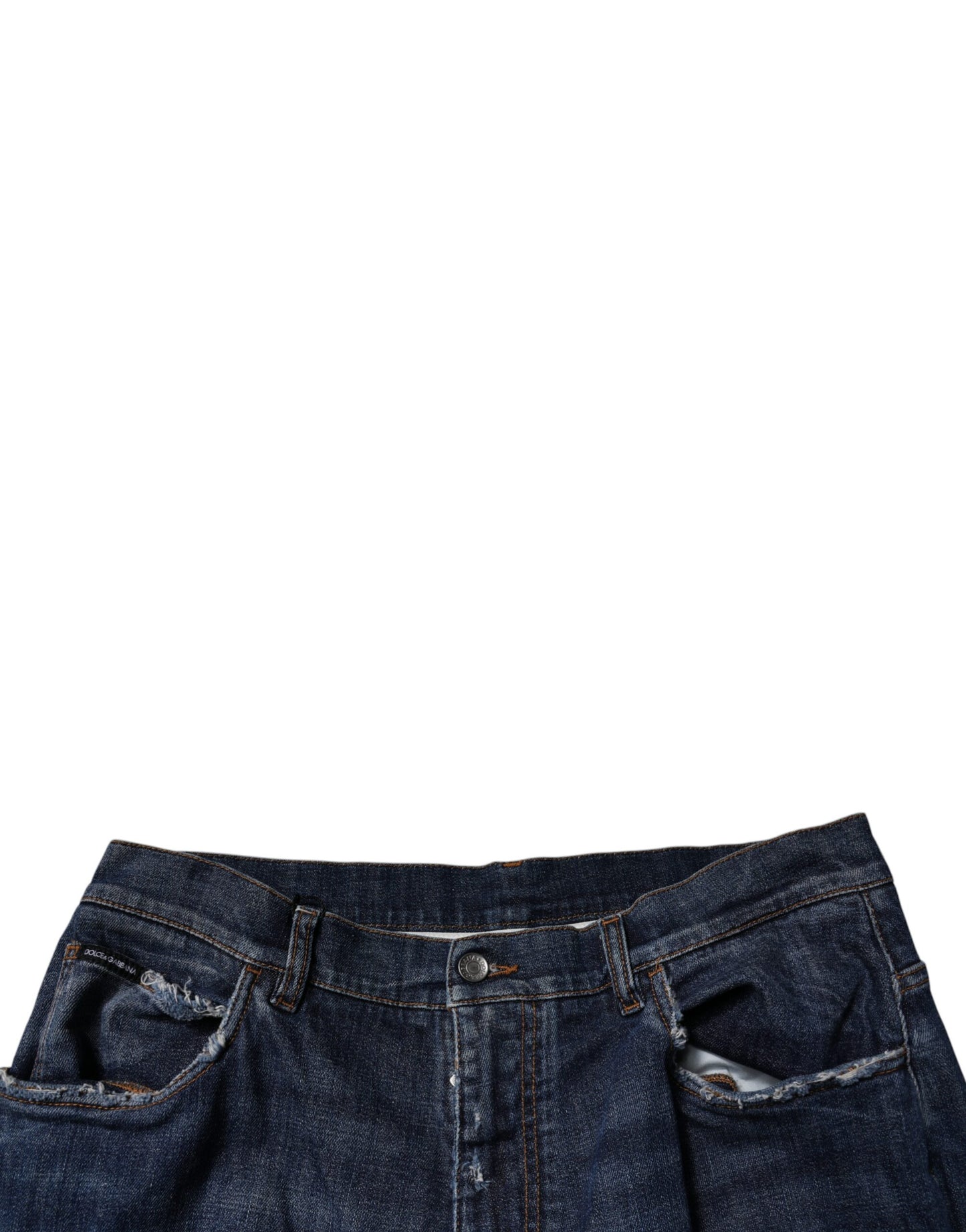 Dark Blue Tattered Wide Leg Men Denim Jeans