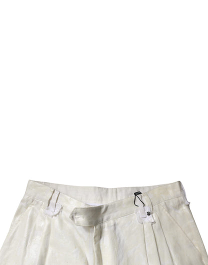 White Linen Mid Waist Straight Men Denim Jeans