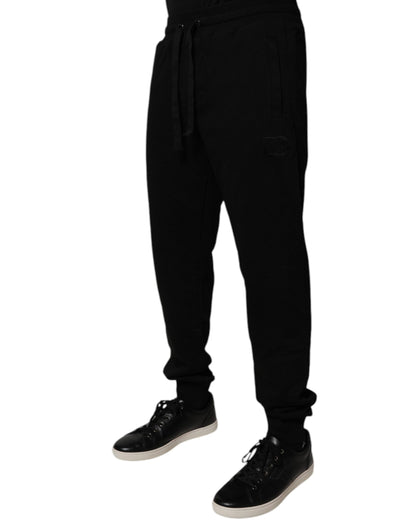 Black Cotton Mid Waist Jogger Sweatpants Pants