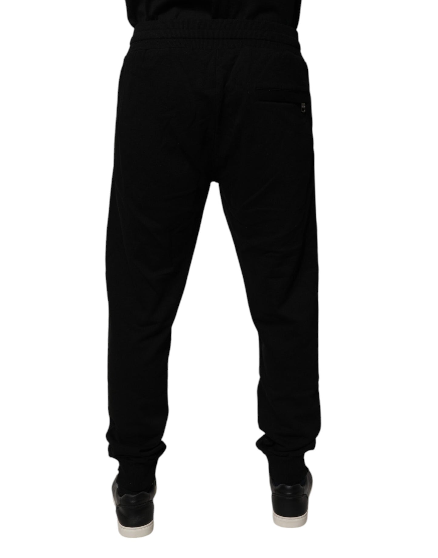 Black Cotton Mid Waist Jogger Sweatpants Pants