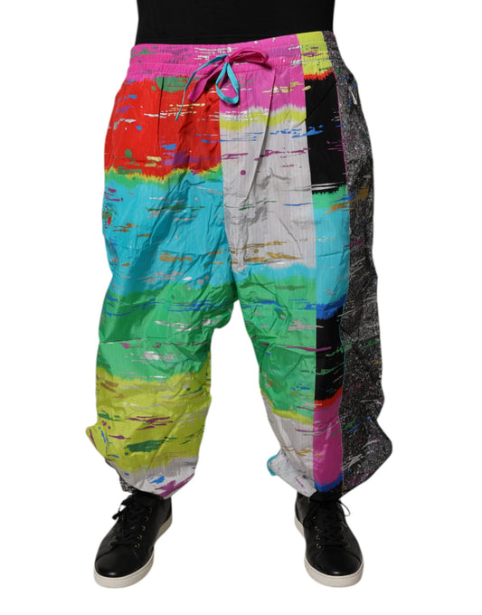 Multicolor Patchwork Mid Waist Sweatpants Pants