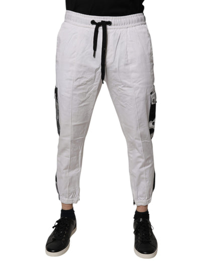 White Cotton Cargo Jogger Sweatpants Pants