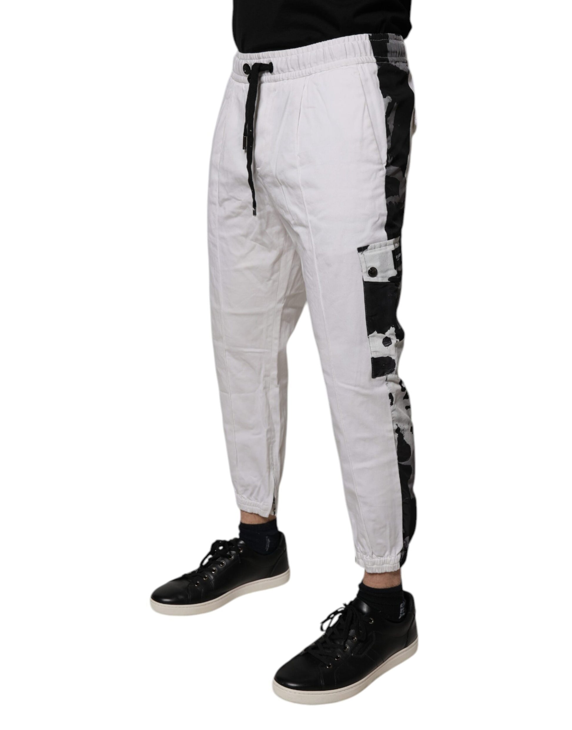 White Cotton Cargo Jogger Sweatpants Pants