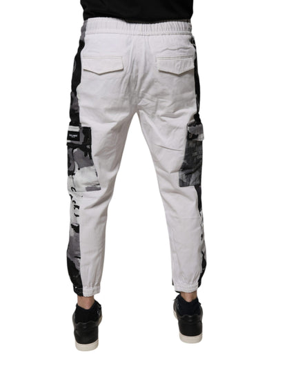 White Cotton Cargo Jogger Sweatpants Pants
