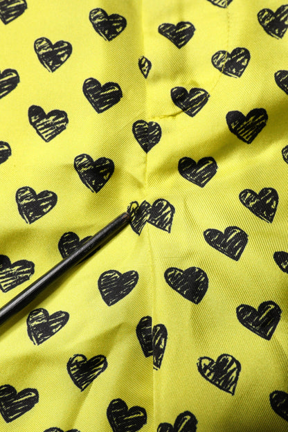 Green Silk Heart Print Bermuda Shorts