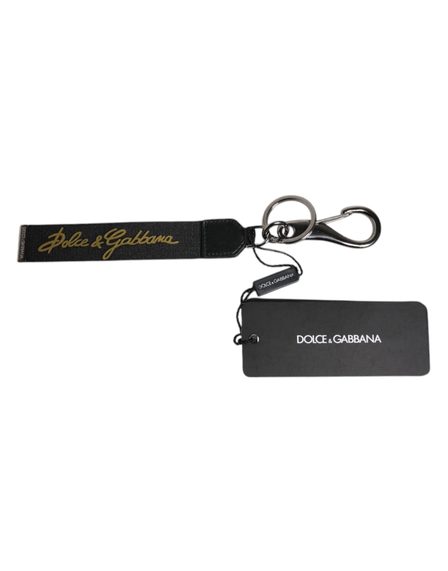 Black Logo Nylon Silver Brass Men Holder Keychain Keyring