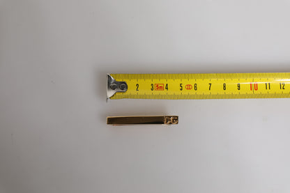 Gold Tone Brass Logo Branded Tie Clip Bar