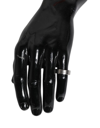 Silver Tone Brass Clear Crystal DG Logo Ring