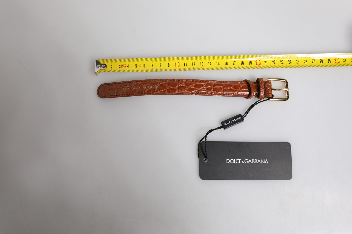 Brown Textured Leather Gold Metal Buckle Armband