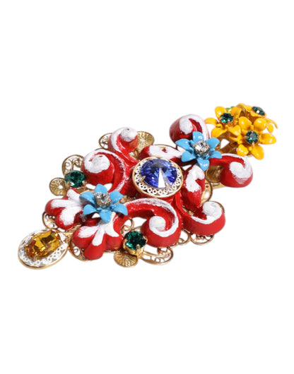 Multicolor Spring CARRETTO Gold Brass Crystal Hair Clip