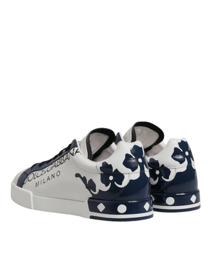 White Blue Crown Low Top Men Sneakers Shoes