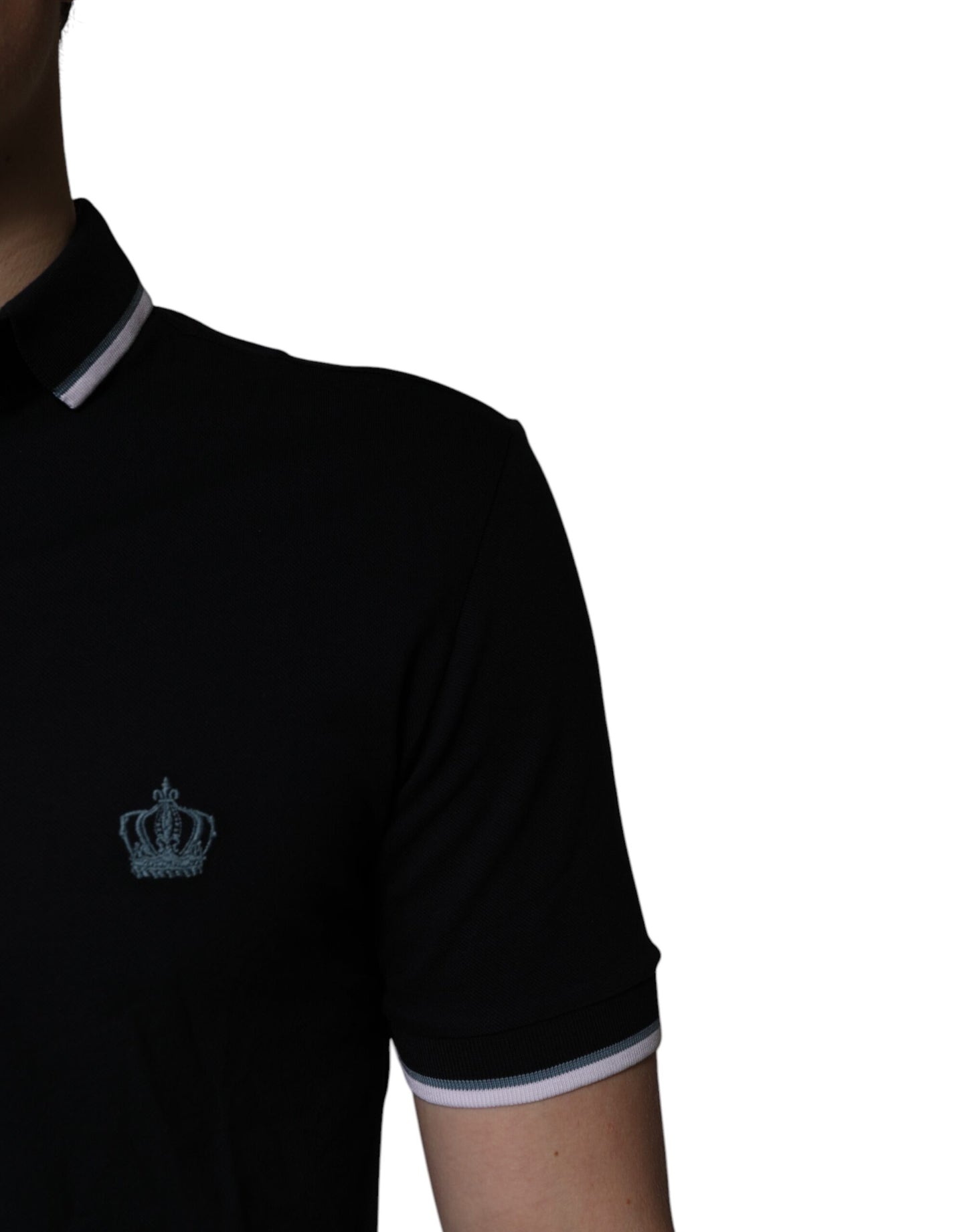 Black Cotton Crown Collared Polo T-shirt