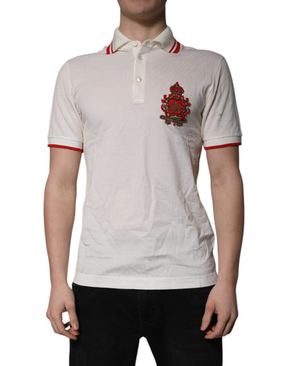 White Cotton Logo Collared Polo Men T-shirt