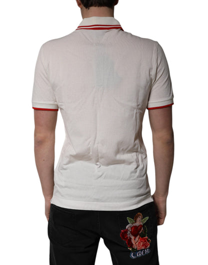 White Cotton Logo Collared Polo Men T-shirt